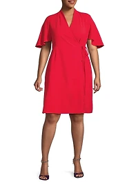 Butterfly-Sleeve Wrap Dress