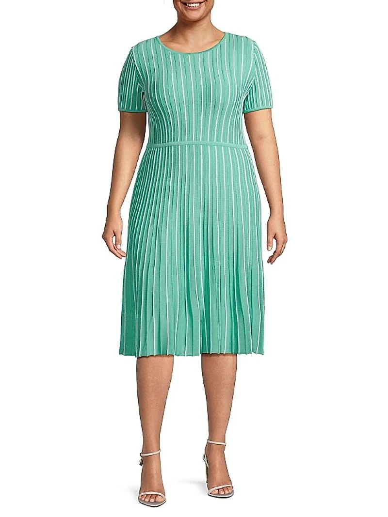 Striped Knit Midi-Dress