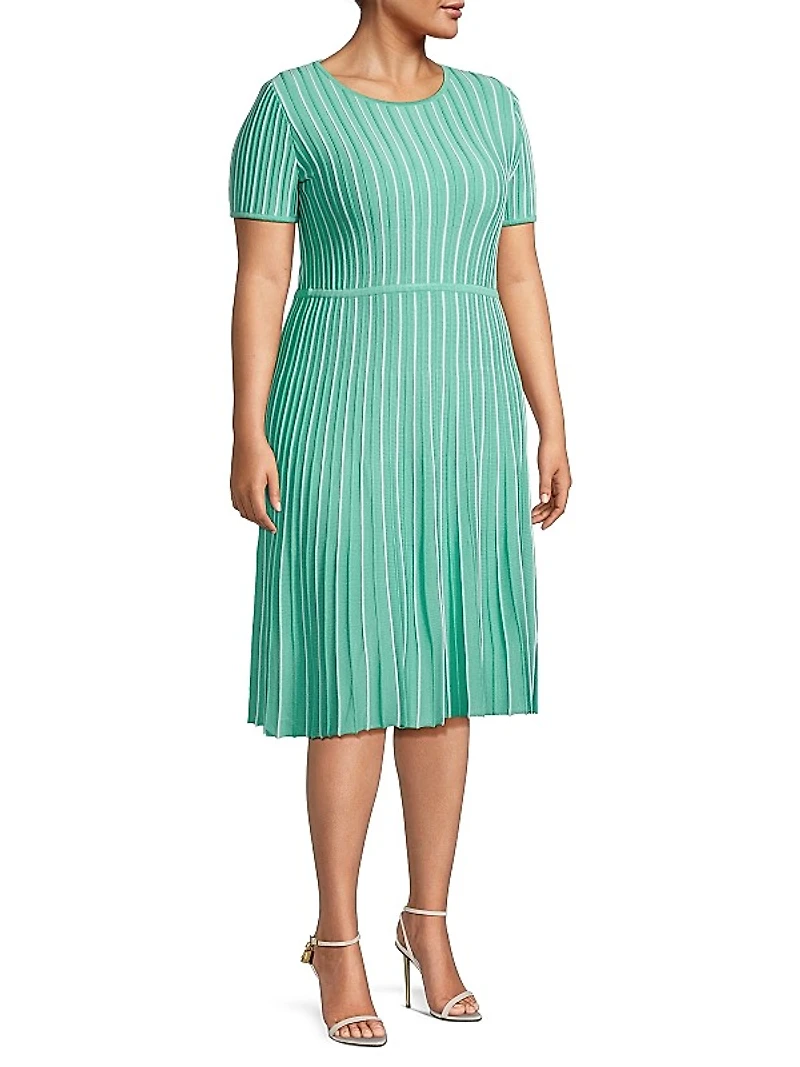 Striped Knit Midi-Dress