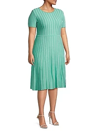 Striped Knit Midi-Dress