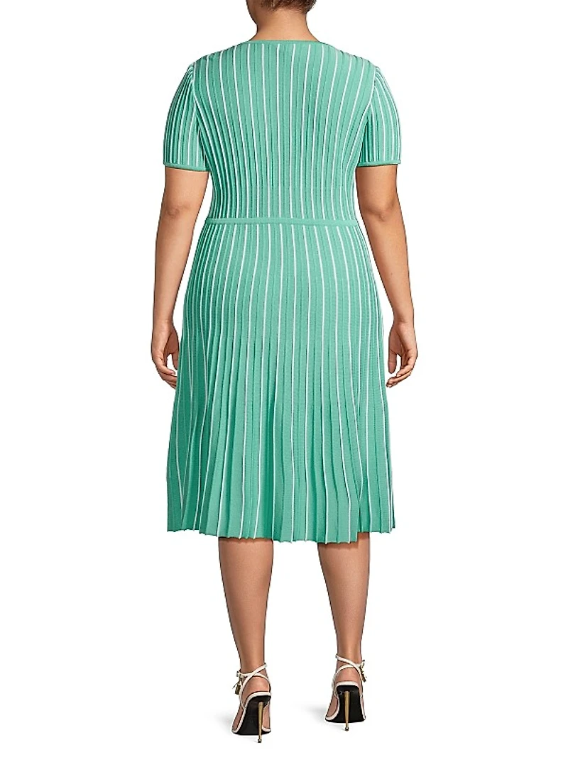 Striped Knit Midi-Dress