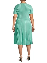 Striped Knit Midi-Dress