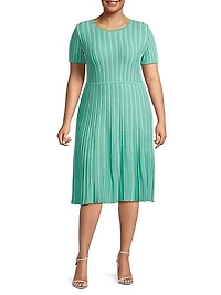 Striped Knit Midi-Dress