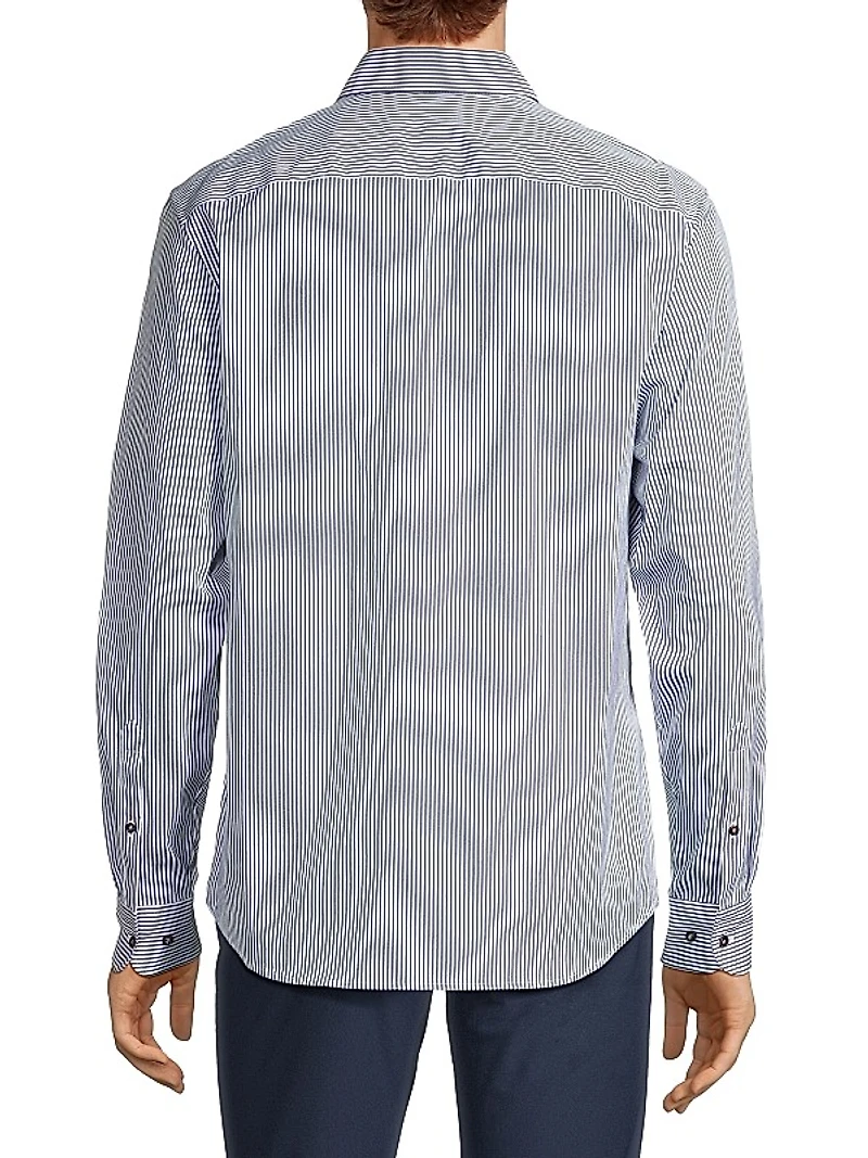 Striped Button-Front Slim-Fit Shirt