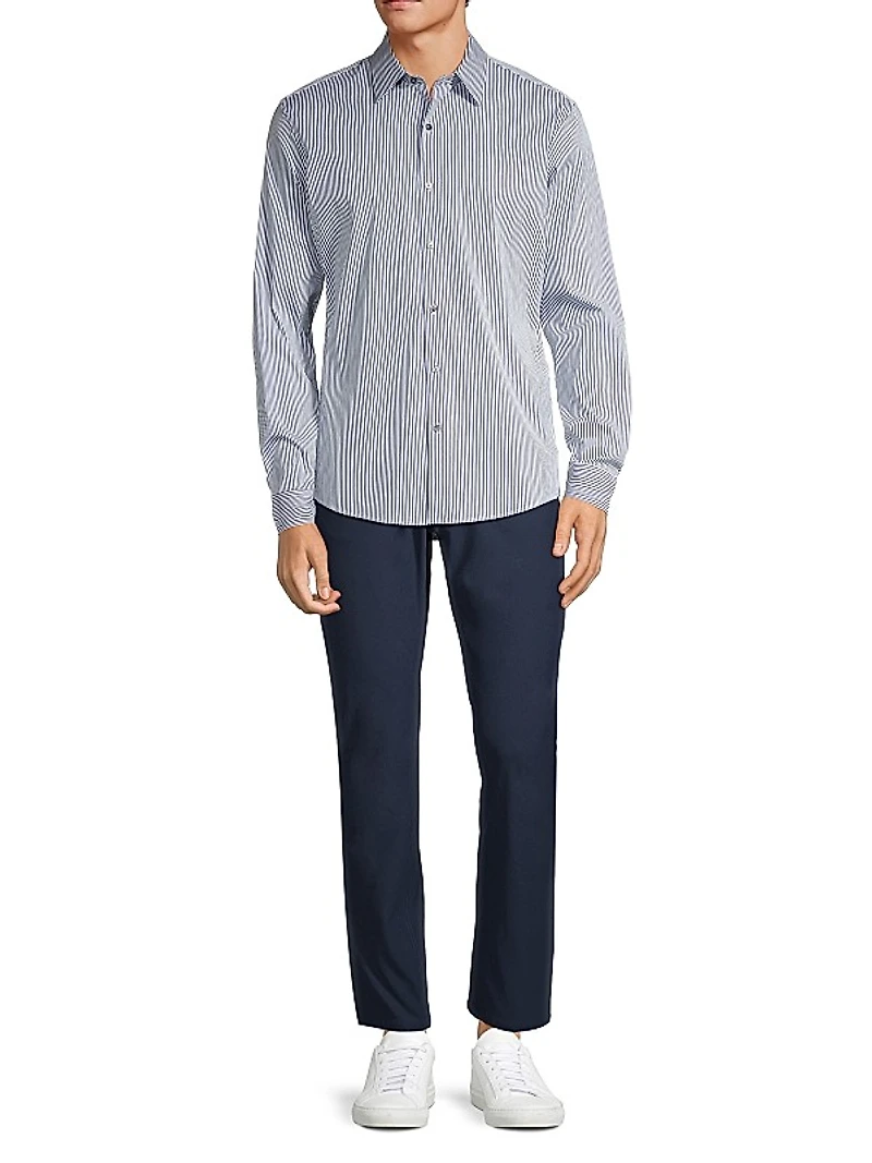 Striped Button-Front Slim-Fit Shirt
