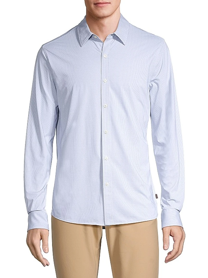 Microdot Button-Front Slim-Fit Shirt
