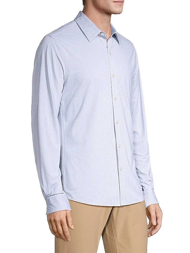Microdot Button-Front Slim-Fit Shirt