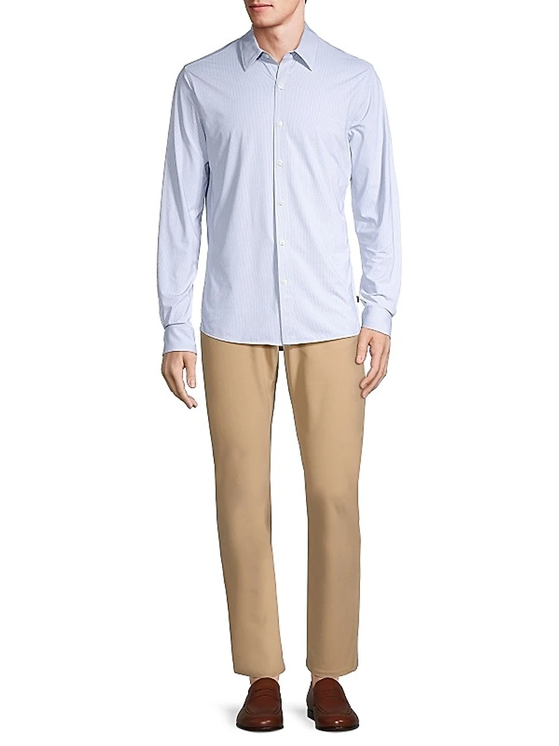 Microdot Button-Front Slim-Fit Shirt