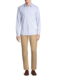 Microdot Button-Front Slim-Fit Shirt