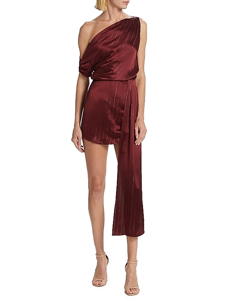 Natalie One-Shoulder Drape Minidress