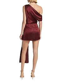 Natalie One-Shoulder Drape Minidress