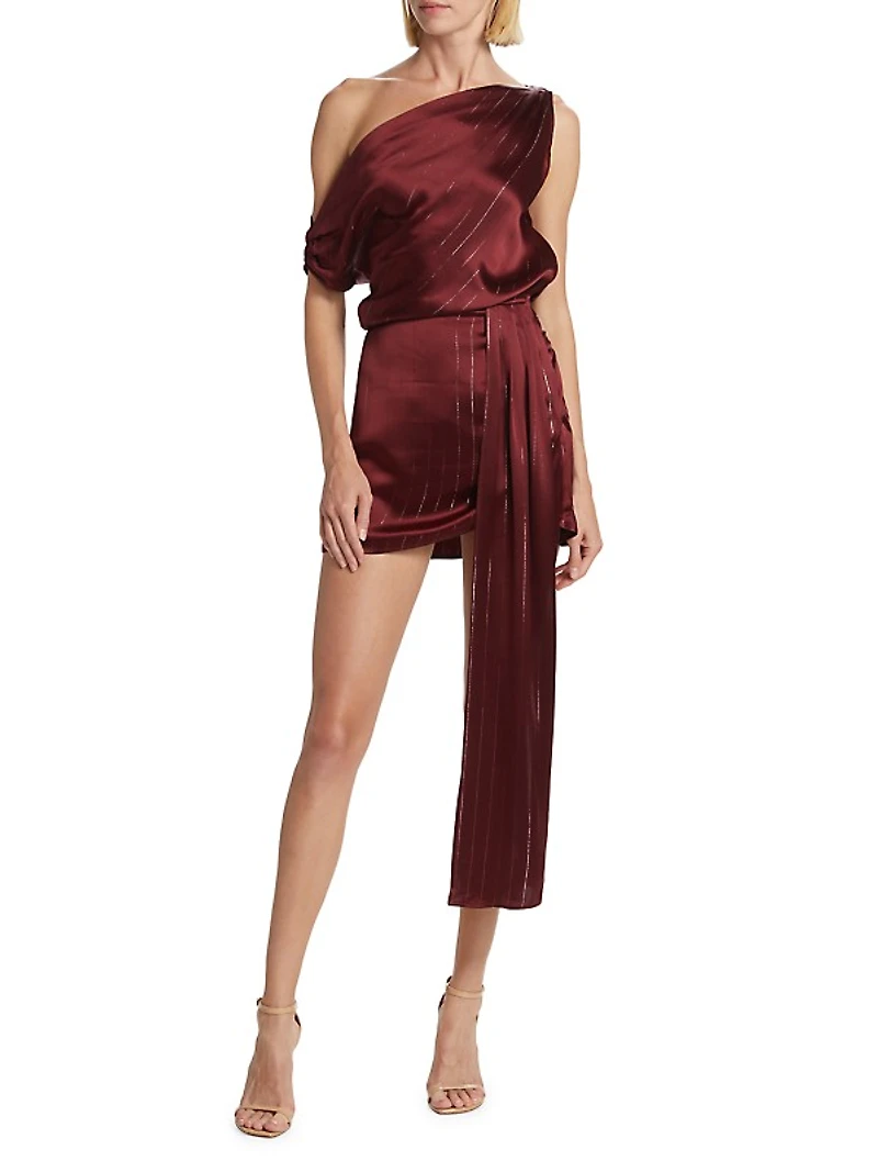 Natalie One-Shoulder Drape Minidress