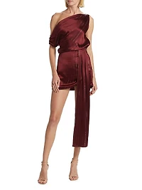 Natalie One-Shoulder Drape Minidress