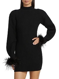 Avery Feather-Cuff Minidress