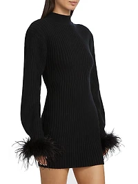 Avery Feather-Cuff Minidress