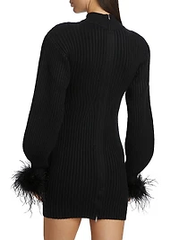 Avery Feather-Cuff Minidress
