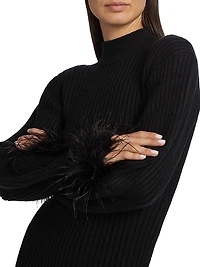 Avery Feather-Cuff Minidress