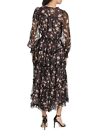 Kailo Silk Floral Tiered Maxi Dress