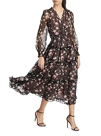 Kailo Silk Floral Tiered Maxi Dress