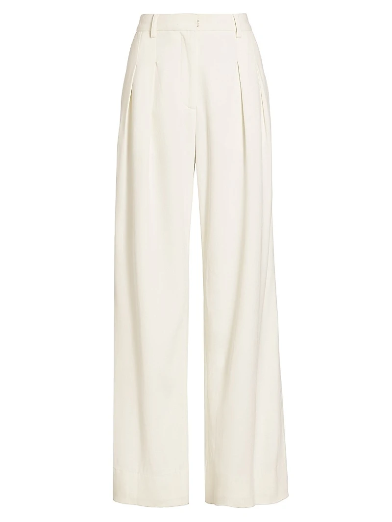 Adams Wool-Blend Pleated Wide-Leg Pants