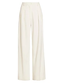 Adams Wool-Blend Pleated Wide-Leg Pants
