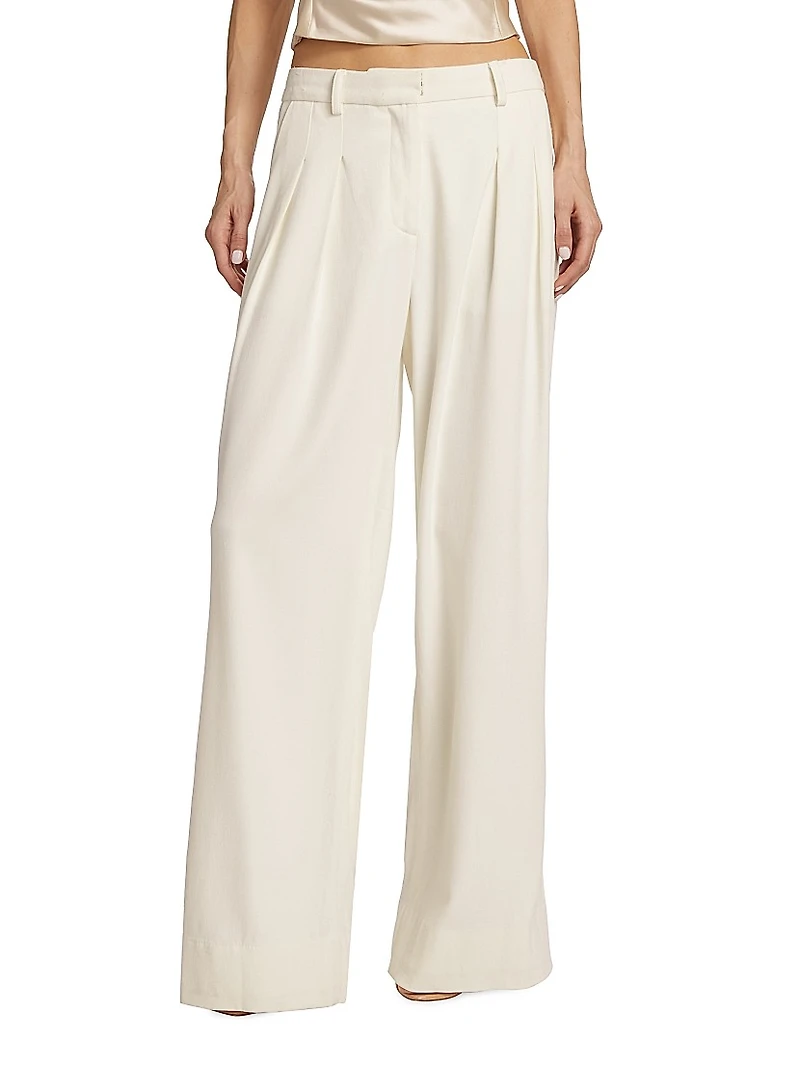 Adams Wool-Blend Pleated Wide-Leg Pants