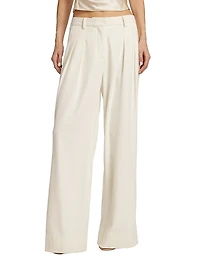 Adams Wool-Blend Pleated Wide-Leg Pants