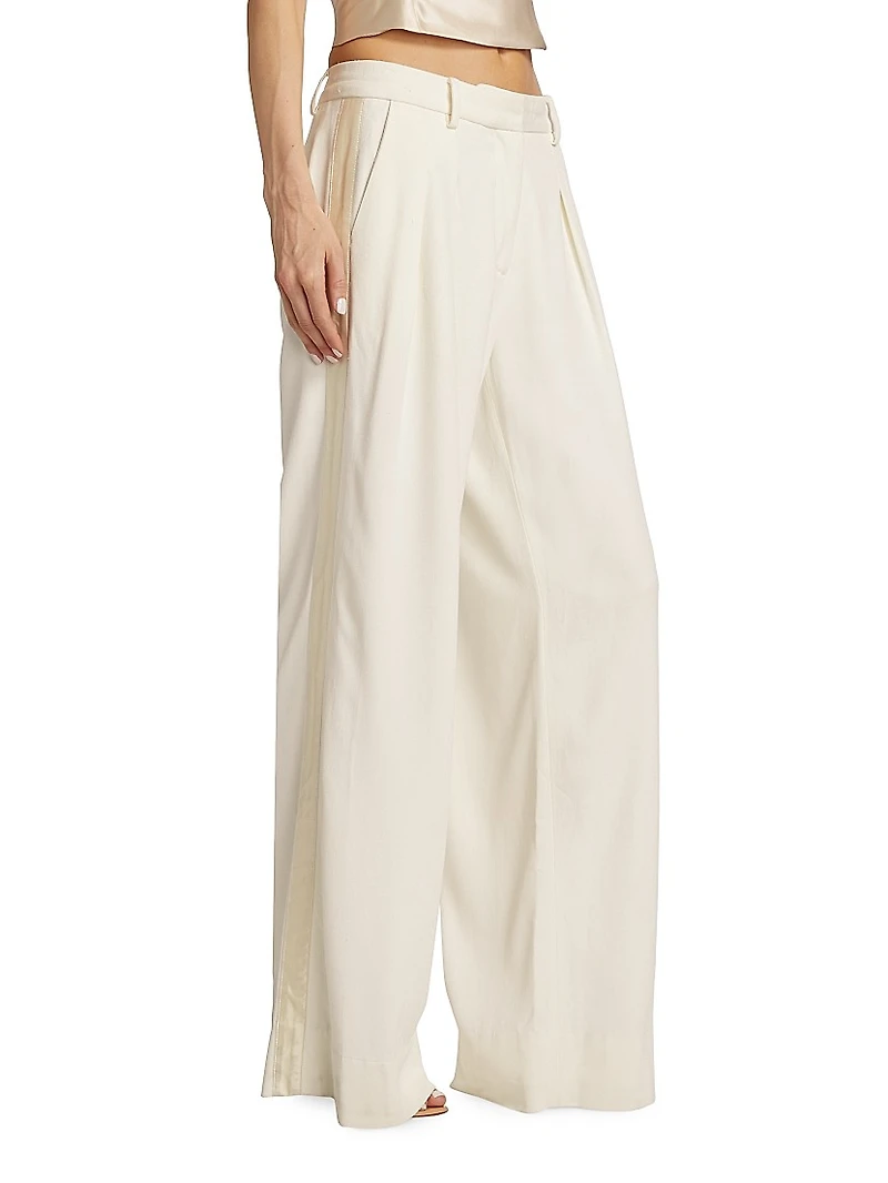 Adams Wool-Blend Pleated Wide-Leg Pants