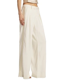 Adams Wool-Blend Pleated Wide-Leg Pants