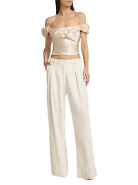 Adams Wool-Blend Pleated Wide-Leg Pants