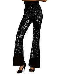 Lace Sequin Fit & Flare Pants