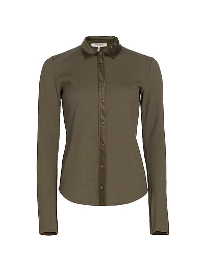 Ribbed Mix Media Button Down