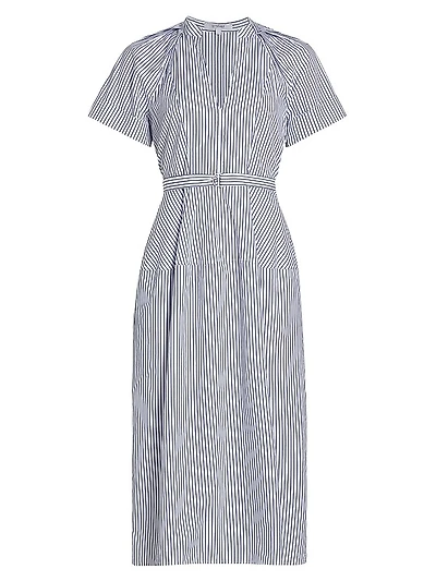 Orla Belted Striped Cotton Midi-Dress