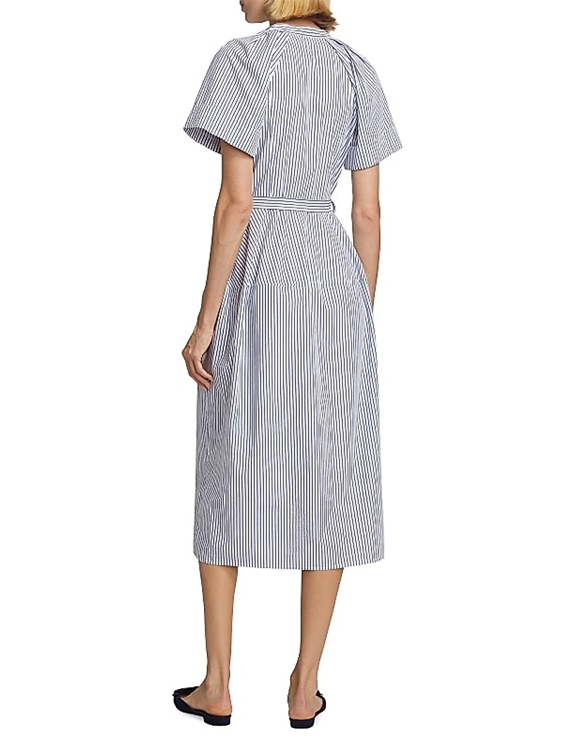 Orla Belted Striped Cotton Midi-Dress