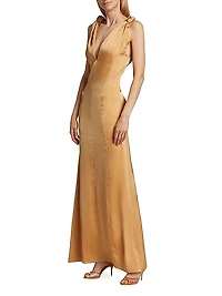 Naiomy Knotted Satin Maxi Dress