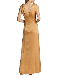 Naiomy Knotted Satin Maxi Dress