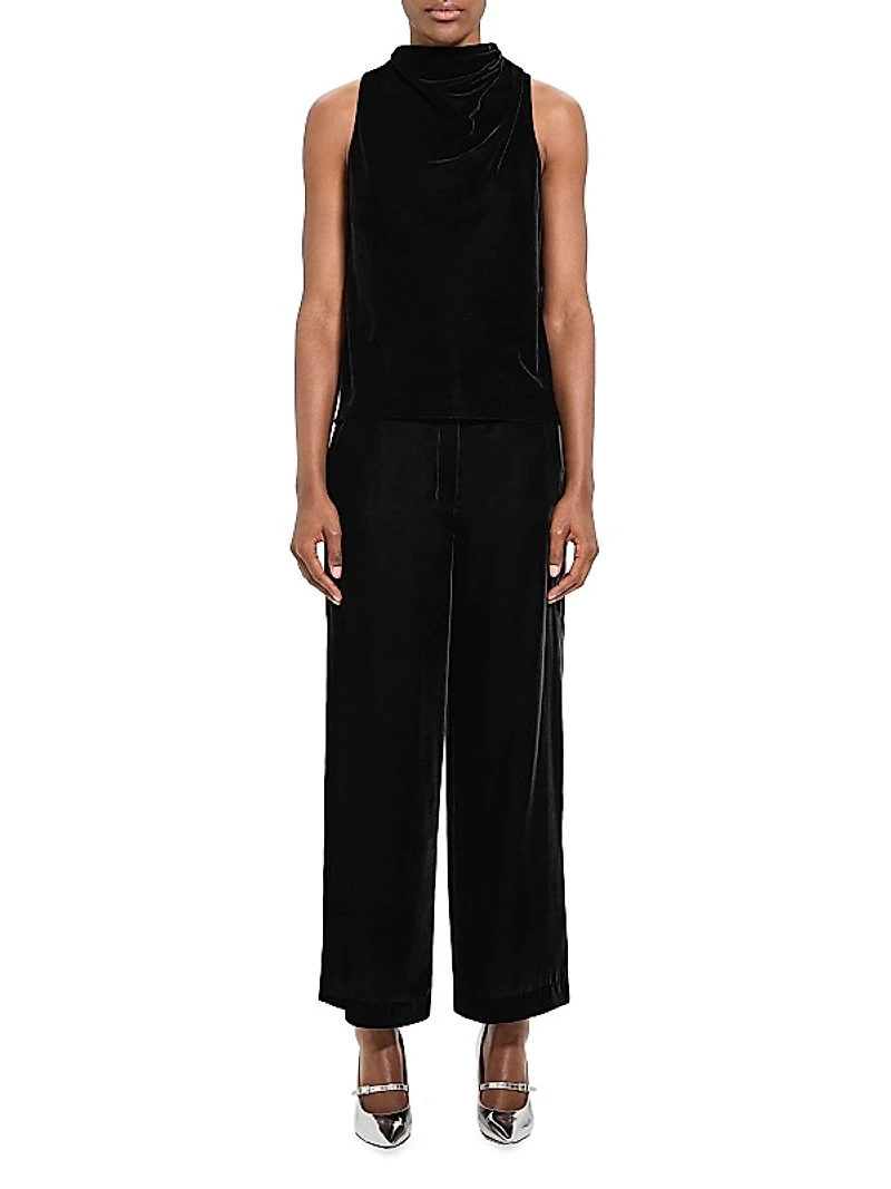 Velvet Cowlneck Top