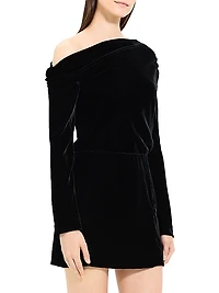 Velvet Off-The-Shoulder Minidress