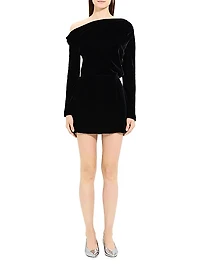 Velvet Off-The-Shoulder Minidress