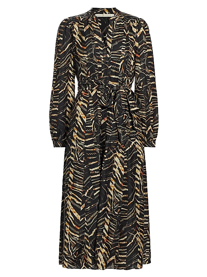 Lillian Cotton-Silk Twill Belted Dress