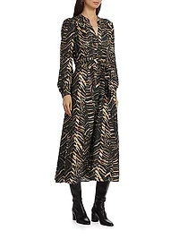 Lillian Cotton-Silk Twill Belted Dress