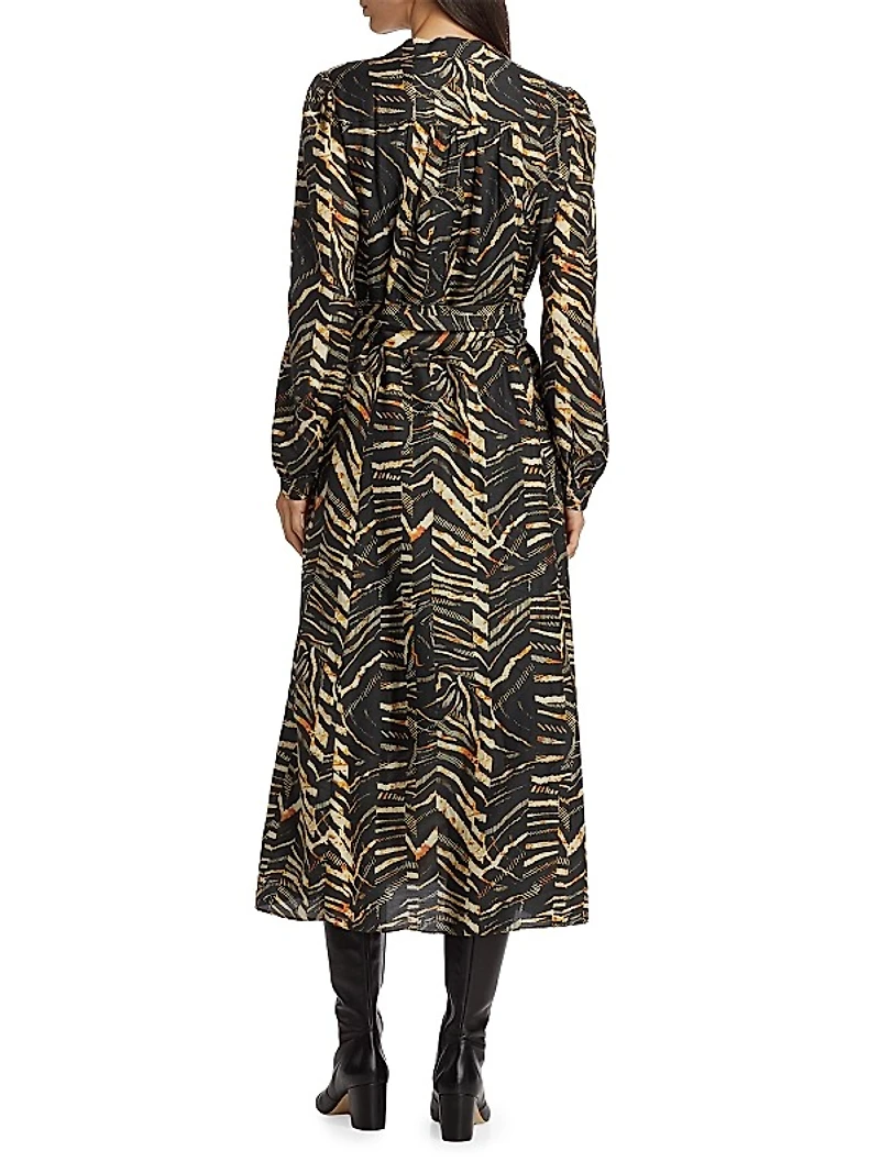 Lillian Cotton-Silk Twill Belted Dress