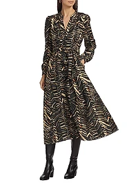 Lillian Cotton-Silk Twill Belted Dress