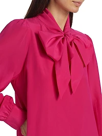 Kitty Silk Bow Drop-Waist Minidress