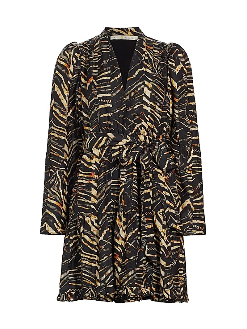Velma Cotton-Silk Twill Wrap Minidress
