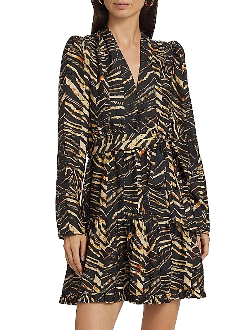 Velma Cotton-Silk Twill Wrap Minidress