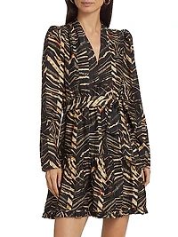 Velma Cotton-Silk Twill Wrap Minidress