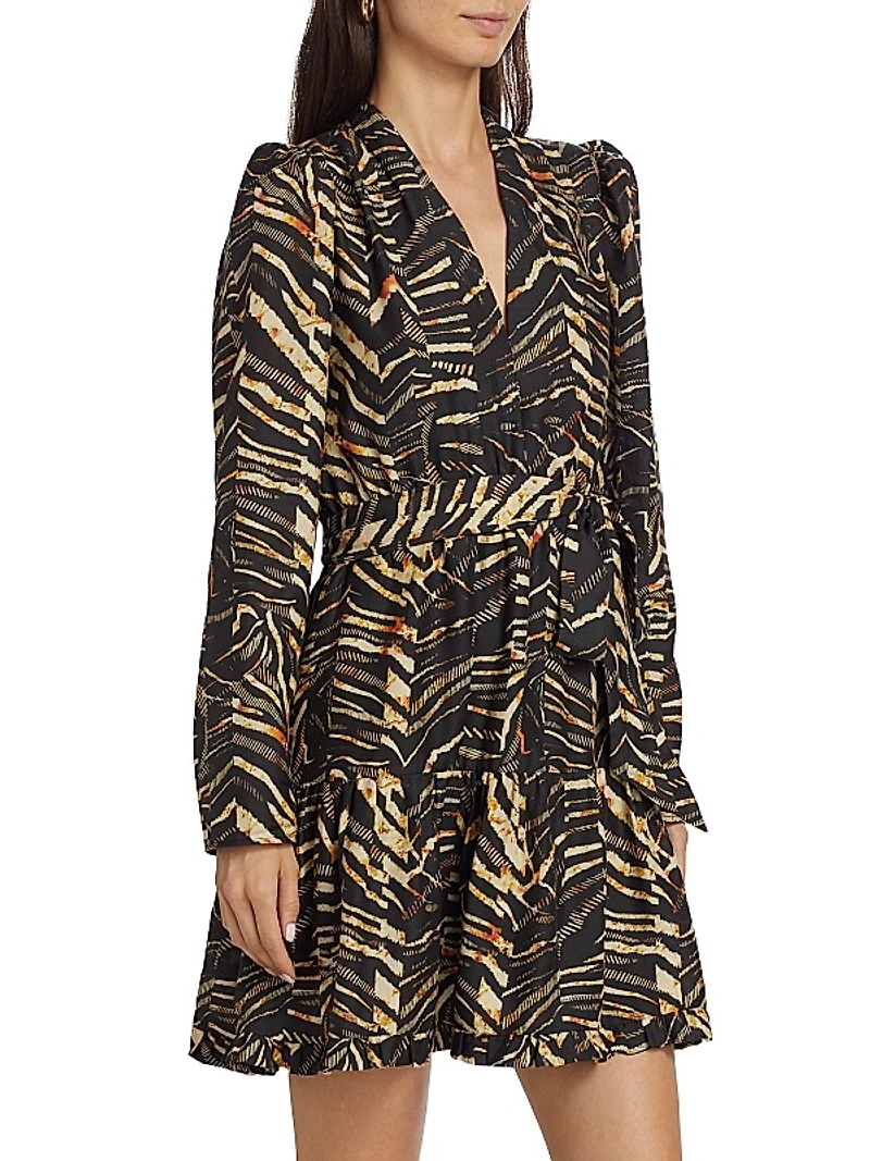Velma Cotton-Silk Twill Wrap Minidress