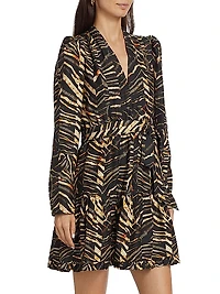 Velma Cotton-Silk Twill Wrap Minidress