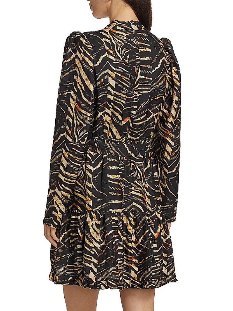 Velma Cotton-Silk Twill Wrap Minidress
